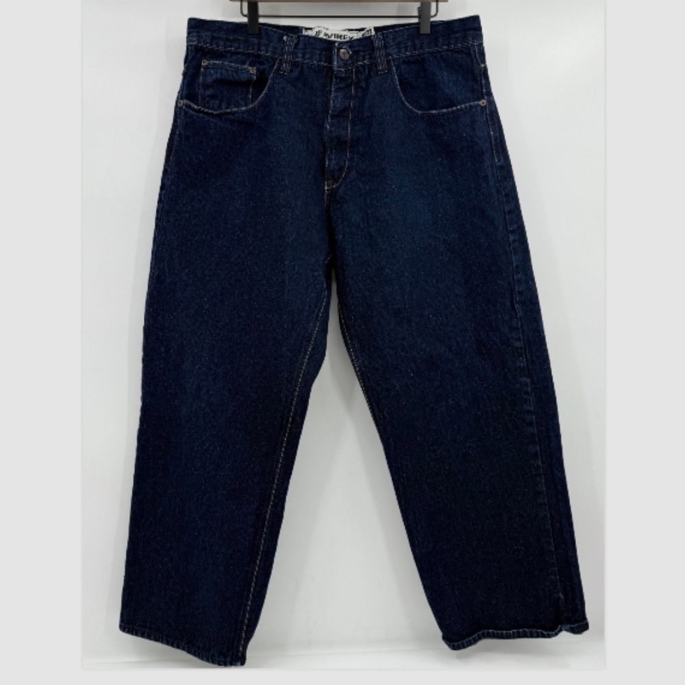 Avirex Jeans Men 40x32 Blue Denim Embroidered Baggy Dark Wash Hip Hop 90s Skater